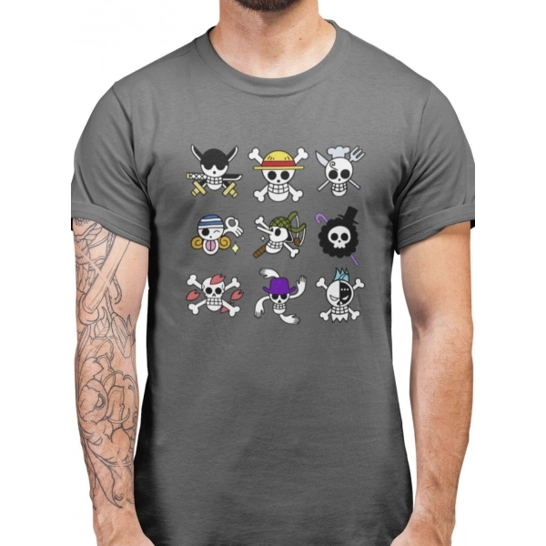 Camiseta Luffy One Piece Emblemas